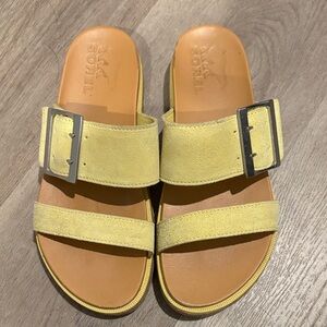 Sorel Lemon Suede Slide Sandals with Buckle